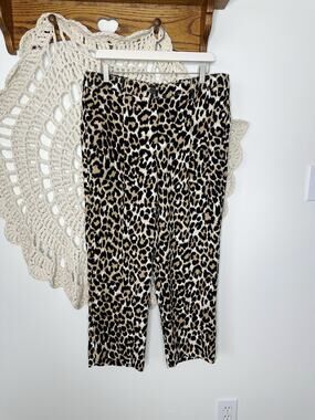 NEW J.Crew Tailored Relaxed Pant In Leopard 365 Crepe Size 14